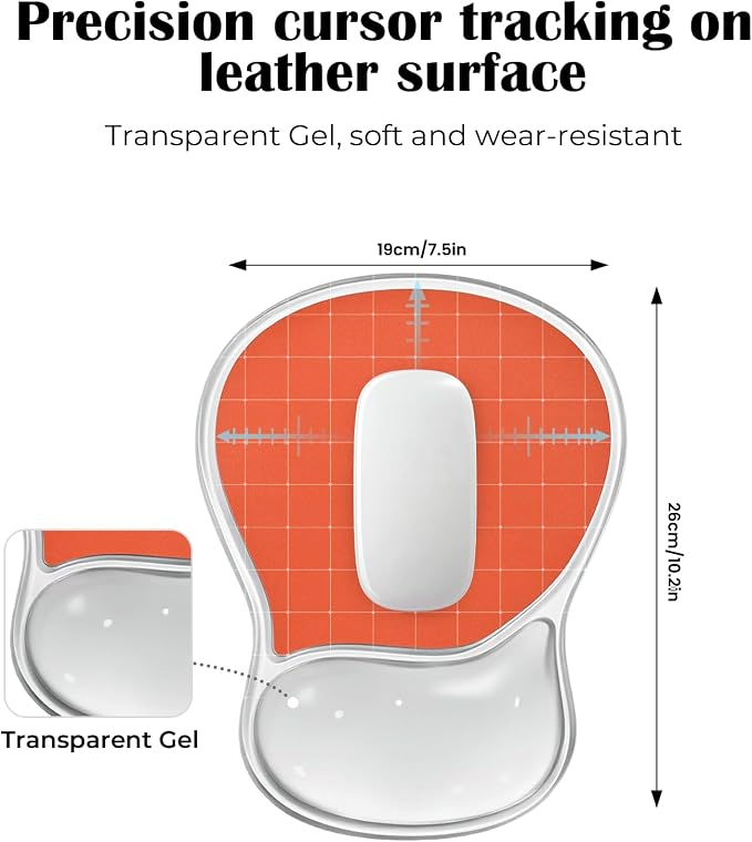 EooCoo Ergonomic Washable Mouse Pad with Gel Wrist Rest Support | Middle Concave Design, Relieve Wrist Pain, Non-Slip Base, Office Desk Accessories