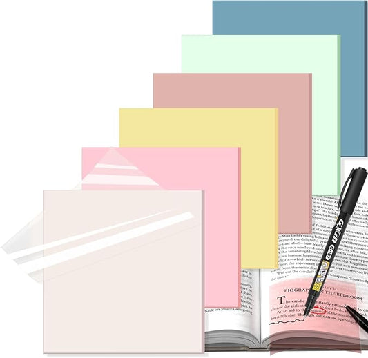 Transparent Sticky Notes with Marker, 【99.9% Transparency, Strong Adhesion,Waterproof 】 MEIGAONE 7 Pack Clear Sticky Note 3x3,Translucent Sticky Note Office,School Supplies