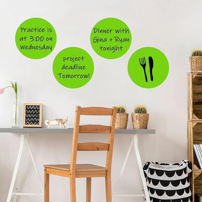 Dry Erase Circle Dots, 12 Pack Whiteboard Table Stickers Removable Wall Decals Spots for Home School Classroom Desks Teachers, Green