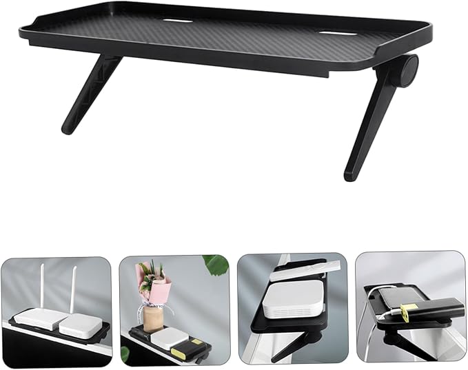 COHEALI Tv Screen Top Storage Shelf with Non-slip Surface and Perforated Design for Flat-screen Tvs and Computer Monitors Black Desktop Organizer for Media Devices and Office Use