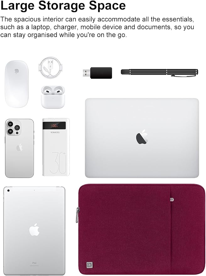 DOMISO Laptop Case Laptop Sleeve Cover for 16 inch MacBook Pro M4/M3/M2/M1 Pro/Max A3403 A3186 A2991 A2780 A2485 A2141,Compatible with 15.6 inch HP Lenovo Dell XPS 16,Wine