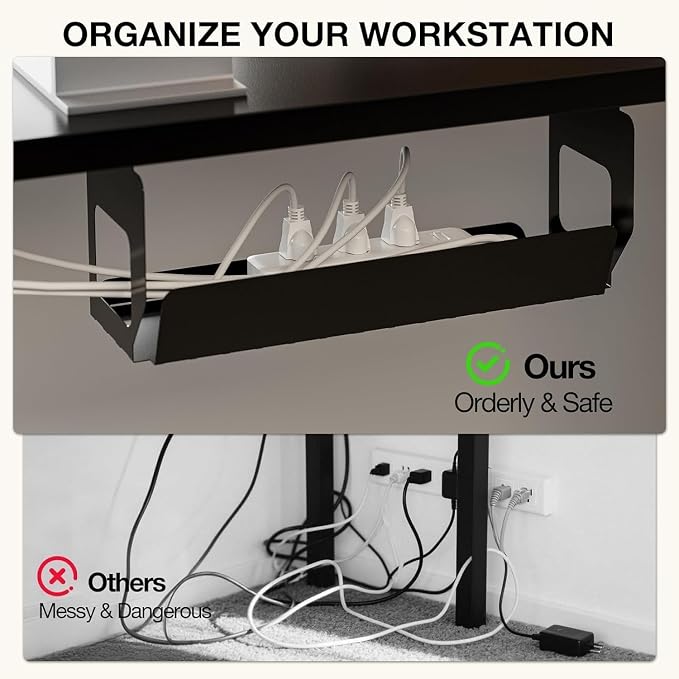 Muvai L Shaped Standing Desk with Cable Management Tray, 71 Inch Height Adjustable Electric Standing Corner Desk, Sit Stand Up Table for Home Office with Reversible Splice Board,Black