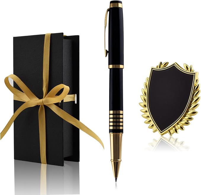 Yastar Personalized Office Pen with a Custom Medal Luxury Gift Engraved with your Message Names Company Names Phone Number Gift for Colleague Friends Business Employees