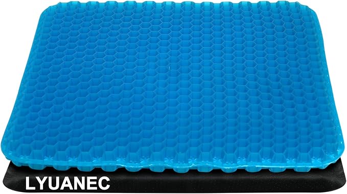 Gel Seat Cushion for Long Sitting - 20" x 20" x 1.8" (Extra Thick＆Soft) Gel Cushion for People Over 140 lbs, Pressure Relief Cushion for Office Chair, Egg Cushions for Wheelchair, Gel Pad for Car