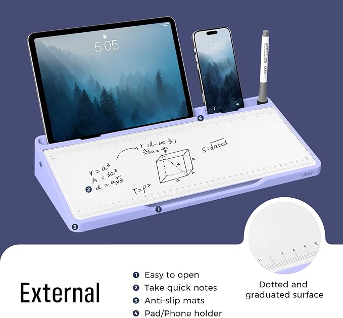 LOUKIN Magnetic Desktop Calendar Whiteboard & LOUKIN Glass Desktop Whiteboard (Purple)