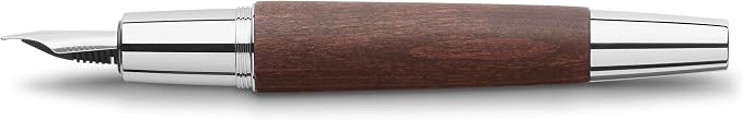 Faber-Castell e-motion Fountain Pen, Wood and Chrome Dark Brown - Broad