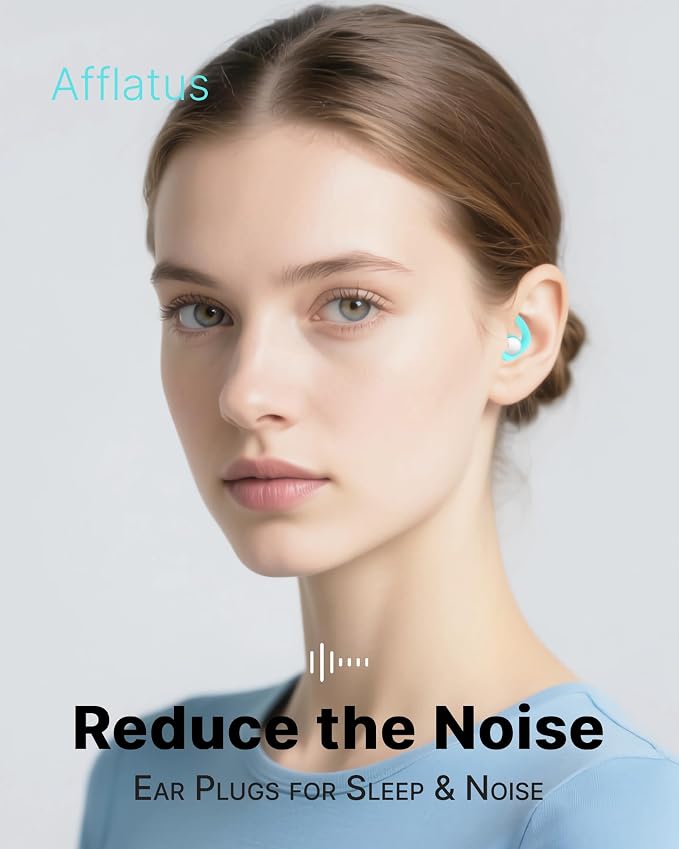Afflatus Ear Plugs for Sleep and Noise Reduction, Soft & Comfort, 26dB | Snug Ear-Hug Fit, Side Sleep Comfort, Non-In-Ear, 2 Pairs 2 Sizes (S+L), Delicate Giftbox, Washable, Reusable