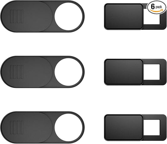Webcam Cover 6-Pack, Web Camera Cover Slide Ultra-Thin for Laptop, iMac, MacBook Pro, Mac, Computer, Smart Phone, Tablets Slider Camera Blocker Protect Your Privacy & Security (Black)