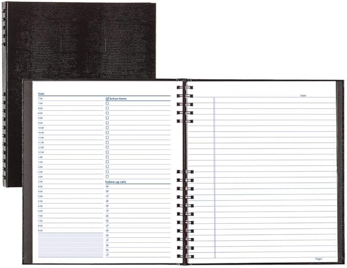 NotePro Undated Daily Planner, Black, 200 Pages,10 3/4 x 8-1/2 Inches (Pack of 5)