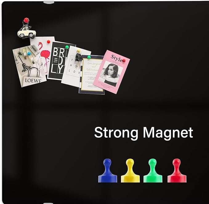 Magnetic Glass Blackboard - Glass Dry Erase Board 36"x24" Large Frameless Board for Walls Office School and Home,Black
