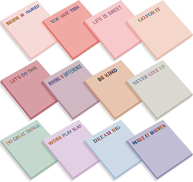 Yinder 24 Pcs Inspirational Sticky Notes Thank You Gift Motivational Sticky Note Pad Employee Appreciation Gift Bulk for Staff Coworker Teacher Nurse Office Groups 3 x 3'' (Inspirational,Aesthetics)