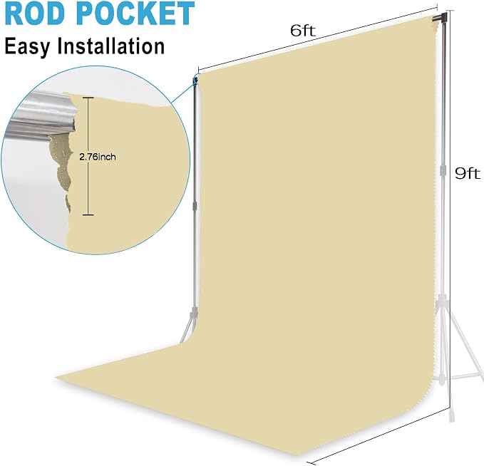 Tan Backdrop for Photoshoot Professional Photo Backdrop Background Curtain for Product Photography Portraits Wedding Party Live Streaming Video Recording 6X9 FT