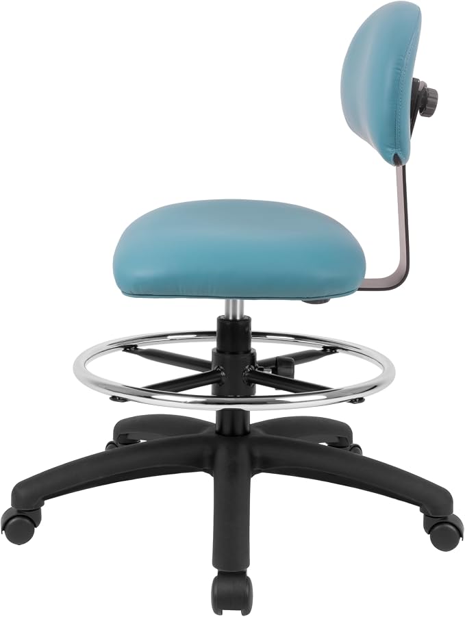 FSS Series Square seat Mid (19"-27") seat Height Chair. Vinyl-for Office, Garage, Desk, Shop, Computer, Doctor, Medical, Easy to Clean! 18" Footring (Aqua, Mid Stool, _Standard Casters)