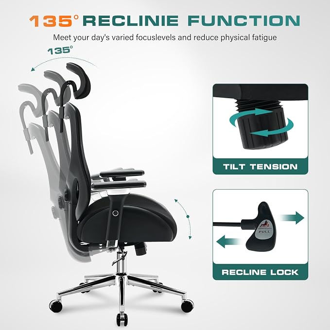 BOSMILLER TitanMax 750lbs Big and Tall Office Chair for Heavy People with Dual Lumbar Support, Oversize Ergonomic Desk Chair with 4D Armrests, Wide Thick Seat & 2D Headrest for 8-Hours Daliy Work