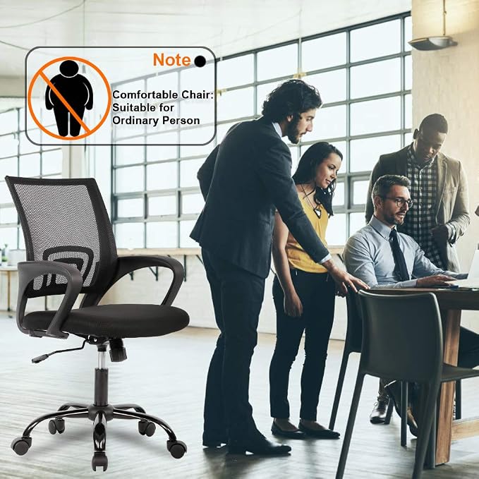 FDW Ergonomic Office Chair Home Desk Chair Task Mesh Computer Chair Gaming with Back Lumbar Support Armrest Modern Swivel Modern Adjustable Rolling Executive Mesh Chair for Women Men (Black)
