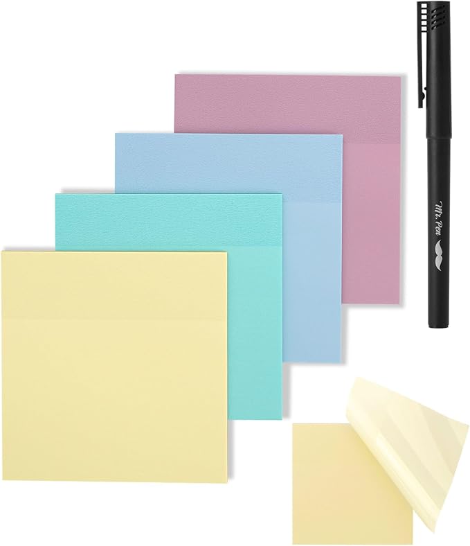 Mr. Pen- Transparent Sticky Notes, 3x3, 200 Sheets, Morandi Colors, See Through Sticky Notes Clear, Translucent Sticky Notes, Stocky Notes for Bible Journaling