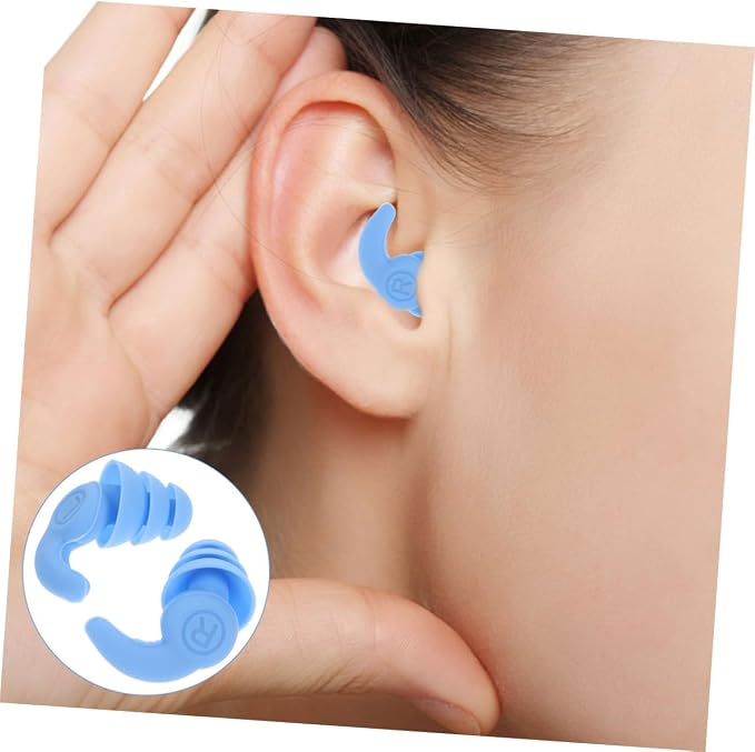 Advanced Silicone Noise Cancelling for Sleeping and Concerts, Waterproof 3-Layer Sound Blocking for Students and Travel, 2 Pairs Black Blue