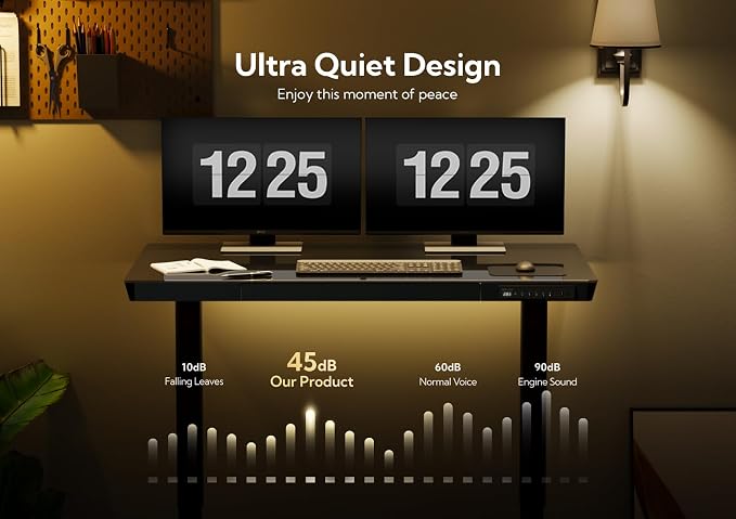 Claiks Glass Standing Desk with Drawers & USB Ports 55x24 Inch, Black | 3 Steps Quick Install, 2 Zones Drawer, USB Ports, Ultra White One-Piece Glass Top, Writable Top