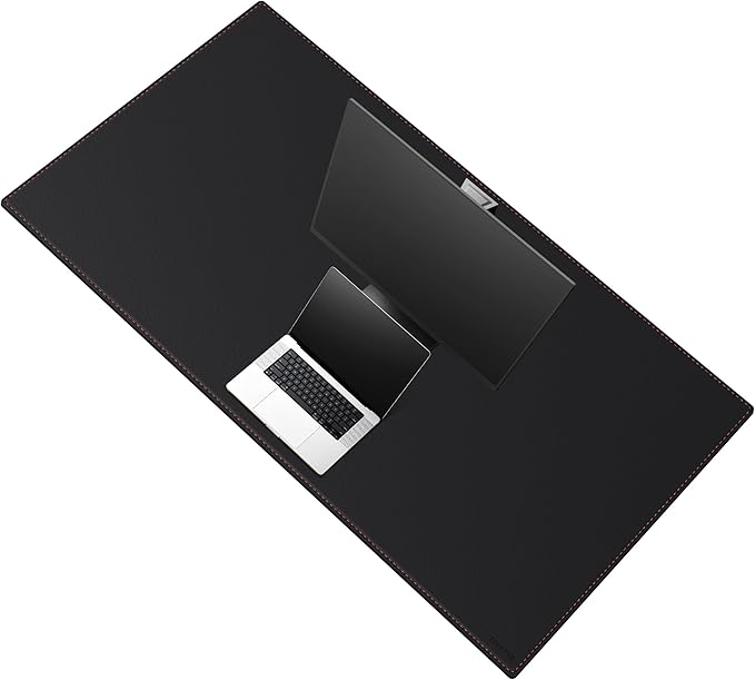 ZORESYN 59.1"x27.6" PU Leather Desk Pad Protector, Large Mouse Pad, Executive Computer Office Desk Mat, Non-Slip Desk Blotter, Waterproof Desk Writing Pad for Office and Home (Black)