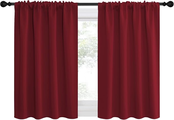 NICETOWN 36 inch Curtains for Small Windows, Thermal Insulated Privacy Short Drapes for Kitchen Bathroom (Set of 2, Burgundy Red, 42 in x 36 in (W x L))