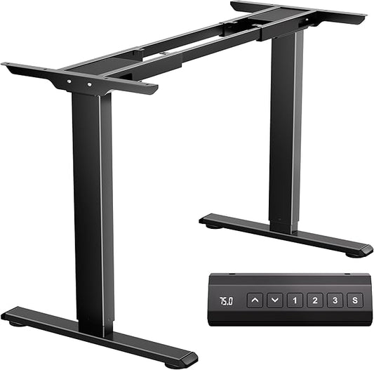 CROWNFURN Dual Motor Electric Standing Desk Frame,Height Adjustable Desk Legs with 330 lbs Capacity,Ergonomic Sit Stand Up Base Workstation for Home Office,Black Frame Only