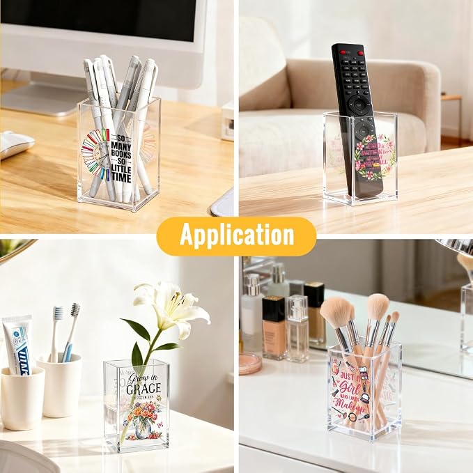 The Reader Acrylic Cosmetic Pencil Pen Holder Cup, Funny Bookworm Skeleton Theme Gifts for Bookworm Book Lover Reader Book Club Member College Student, Thank You Gifts for Librarian Teacher