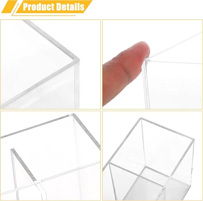 Clear Makeup Brush Organizer,Acrylic Cosmetic Brushes Storage Holder with 4 Slots,Pencil Pen Holder for Desk,Desk Organizer and Accessories for Vanity