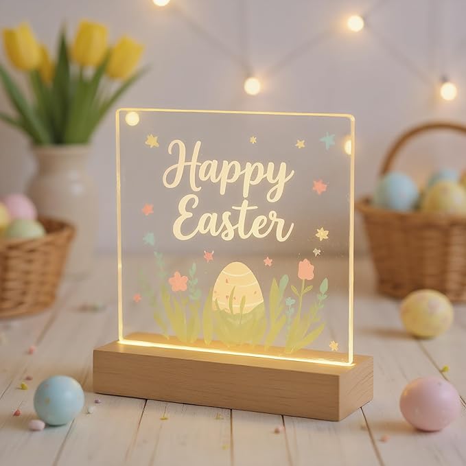 5.9 x 5.9 Inch LED Message Memo Note Board with Colors, Clear Acrylic Desktop Light Up Dry Erase Drawing Writing Board with Stand