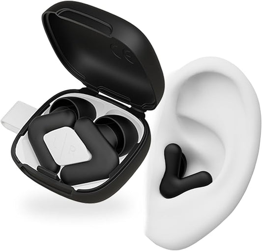 Alpine Silence Earplugs for Sleep, Focus & Travel - V-Shape Snug Fit & Soft Oval Tips – 4 Sizes XS/S/M/L - Comfortable, Reusable Hearing Protection - up to 25dB – Black
