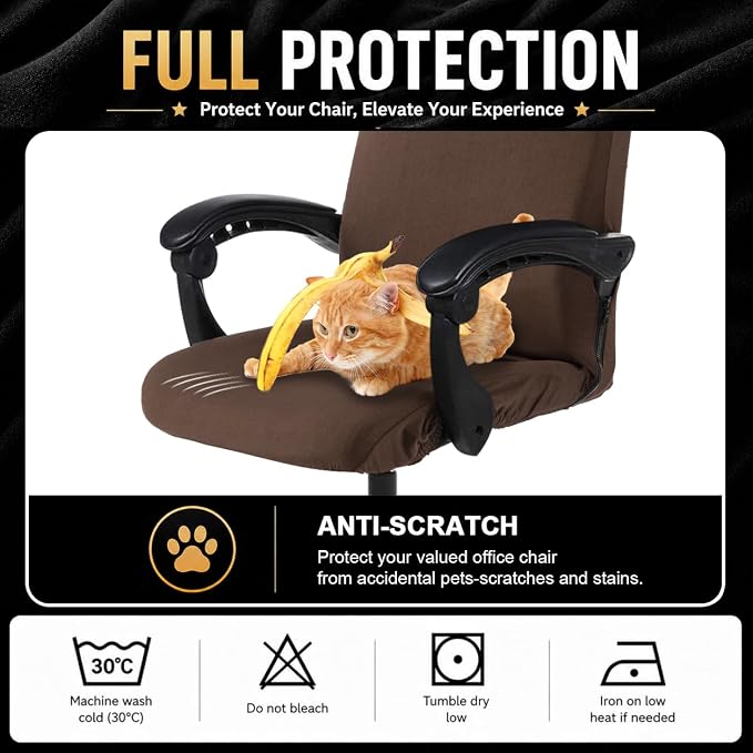 DIVA EN CAMINO DEC Stretchable Office Chair Cover with Durable Zipper, Soft Slipcover for Computer Desk Chair, High Back Chair