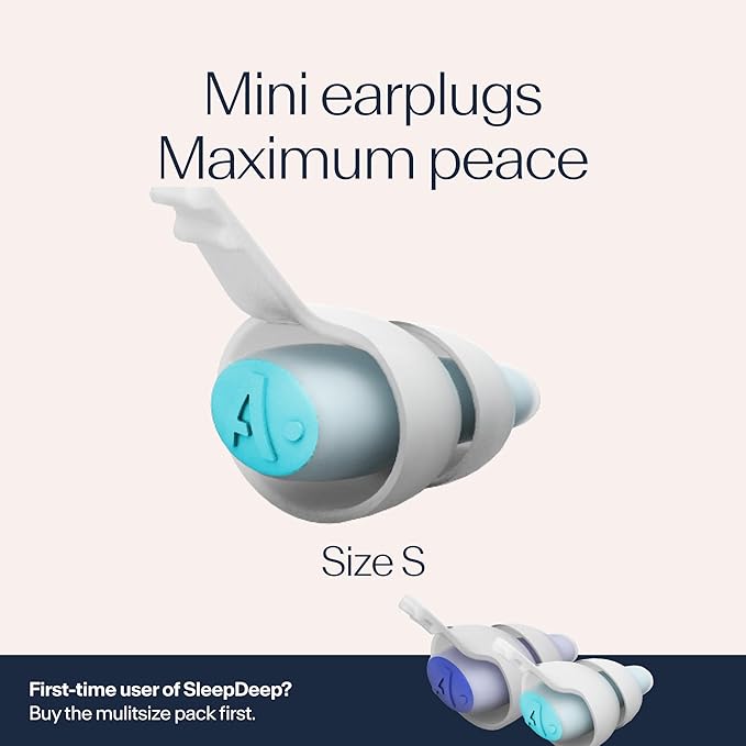 Alpine SleepDeep Earplugs for Sleeping – Side Sleepers & Snoring – Ultra-Soft Noise Reducing Earplugs – 27dB SNR – Hypoallergenic, Silicone-Free – 1 Pair (S)