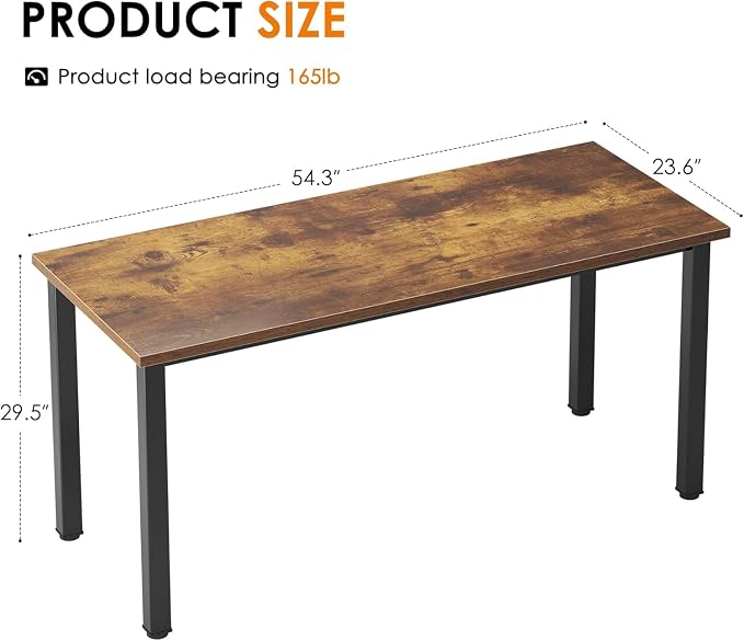 Need Office Computer Desk 54 Inches Modern Simple Heavy Duty Working Study Table,PC Writing Table,Home Office Writing Desk Perfect for Training/Card/Meeting Retro&Black AC3FB(138 * 60)