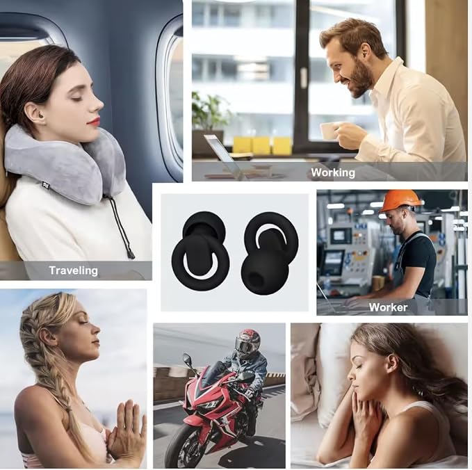 Macco Focus Reusable Silicone Ear Plugs – up to 33 dB NRR Noise Reduction for Sleep & Focus – 4 Sizes (XS–L) – Soft Washable Hearing Protection with Hard Case – Pink