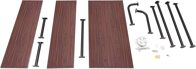 Industrial Wall Mount Desk with Shelves, 3-Shelf Ladder Desk, Computer Writing Table for Small Spaces, Black and Brown Modern Narrow Floating Table with Storage (13" Dx39.4 Wx79 H)
