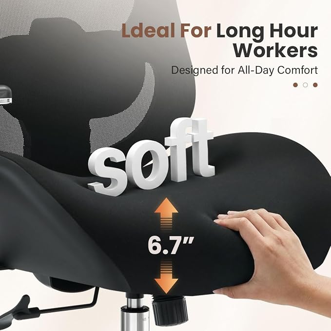 700lbs Big and Tall Office Chair for Heavy People Ergonomic Mesh Desk Chair with Wide Thick Seat Cushion,Adjustable Lumbar Support and 4D Armrests for Aitting All Day