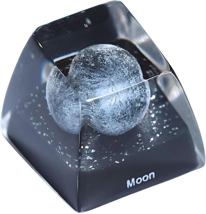 Moon Satellite Planet Artisan Keycap Solar System - 1U ESC, R1 SA Profile Custom Handmade Resin Cherry MX Switch Key Cap Mechanical Keyboard, Cool Tech Gifts for Men, Dad, Father, Gamer, Space Lover