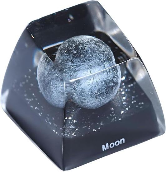 Moon Satellite Planet Artisan Keycap Solar System - 1U ESC, R1 SA Profile Custom Handmade Resin Cherry MX Switch Key Cap Mechanical Keyboard, Cool Tech Gifts for Men, Dad, Father, Gamer, Space Lover