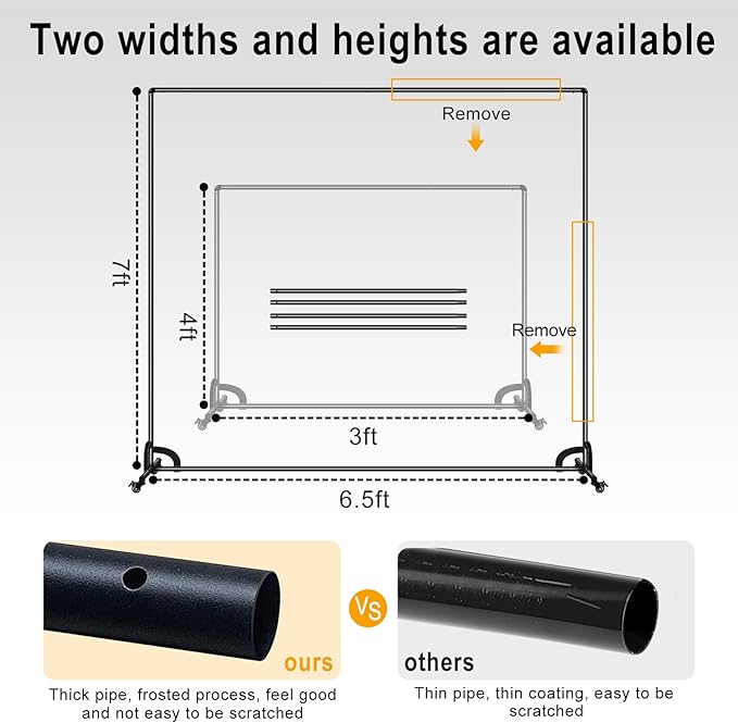 7x6.5ft Movable Backdrop Stand With White Screen and Wheels - Photography Background Stand for Photoshoot, Studio Video Recording, Events, Streaming