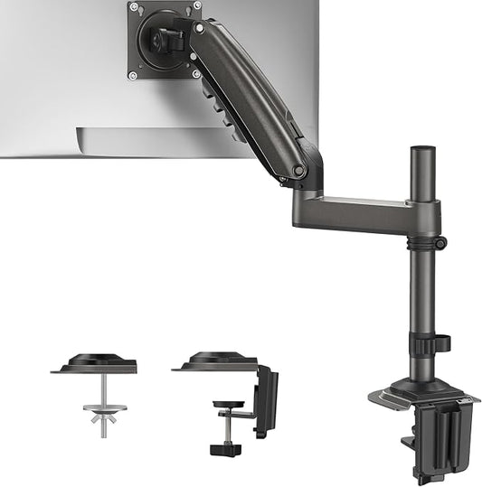 HUANUO Single Monitor Arm, Adjustable Desk Mount for 13-34 inch Screens, Holds 19.8lbs, 22.44 inch Max Height, Full Motion Swivel Gaming Monitor Stand with VESA 75x75mm and 100x100mm Compatibility