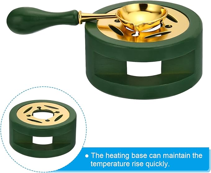 PATIKIL Seal Kit, Wax Seal Warmer With Melting Spoon, Retro Melt Stove Pot Furnace Tool for Sealing Beads Stamp Letter Envelope, Dark Green