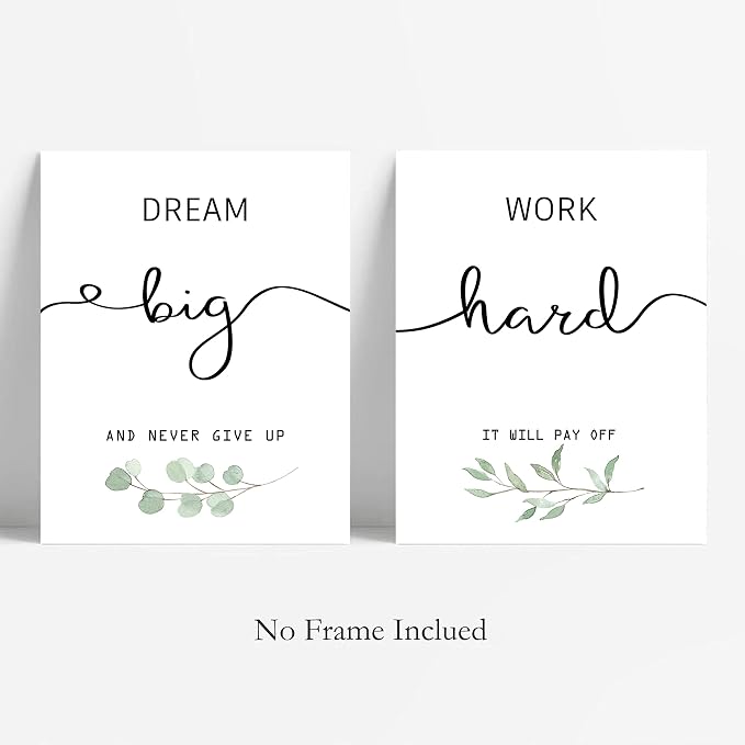 Howwii Inspirational Wall Art Office Decor, Motivational UNFRAMED Wall Art Prints for Bedroom,Living Room,Office,Classroom, Set of 4, 8"x10"