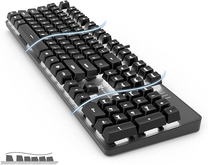 Hot Swappable Mechanical Gaming Keyboard - White Backlit with Blue Switches and 104 Keys Layout - Wired Gaming Keyboard