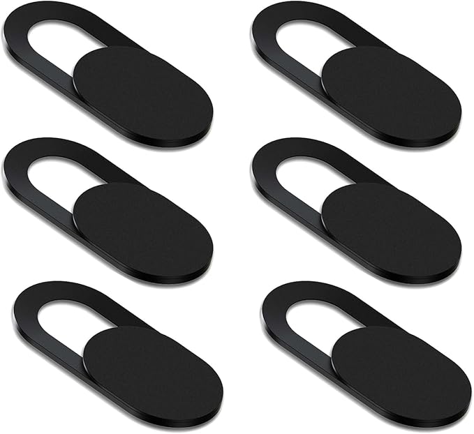 [6 Pack] Webcam Cover Slide 0.027in Ultra Thin Web Camera Cover fits Laptop, Desktop, PC, Macboook Pro, iMac, Mac Mini, Computer, Smartphone,Protect Your Privacy and Security,Strong Adhensive-Black