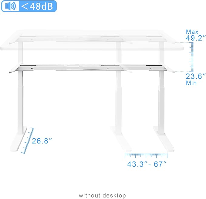Fromann Dual Motor Standing Desk Frame 3 Stage Legs Electric Heavy Duty Sit Stand up Height Adjustable Desk Base for Home and Office