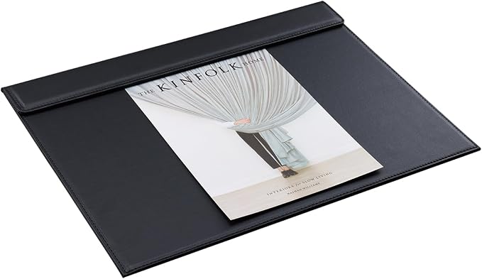 KINGFOM 18''x14'' Large Rectangle A3 Desk Writing & Drawing Desk Pad &Board Table Protector Mat with Paper Clip on Top Black