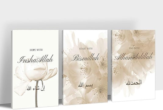3 Piece Inspirational Canvas Wall Art, Jesus Scripture Wall Art for Religious Wall Decor, Motivational Quotes Flowers Print Picture, Bible Poster Framed Artwork for Christian Office Decor 20”x30”x3Pcs