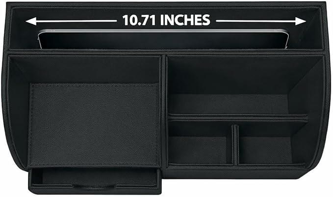 UnionBasic Desk Organizer - Multifunctional Leather Desktop Pen Holder Storage Box - Business Card/Pen/Pencil/Mobile Phone/Stationery Holder, Taiga Dark Gray