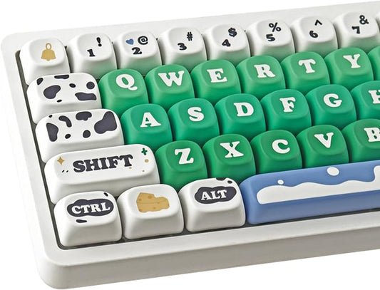 PBT Keycaps 126 Keys Cute Keycaps Dye-Sublimation Milk Cow Pasture Keycap MOA Profile Custom Keycap for Cherry Gateron MX Swithes Mechanical Keyboards