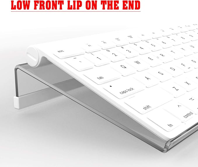 KOTEMON Acrylic Tilted Computer Keyboard Stand for Compact Keyboard, 78 Keys Keyboard, with White Silicone Strip, 11.8 Inch Width