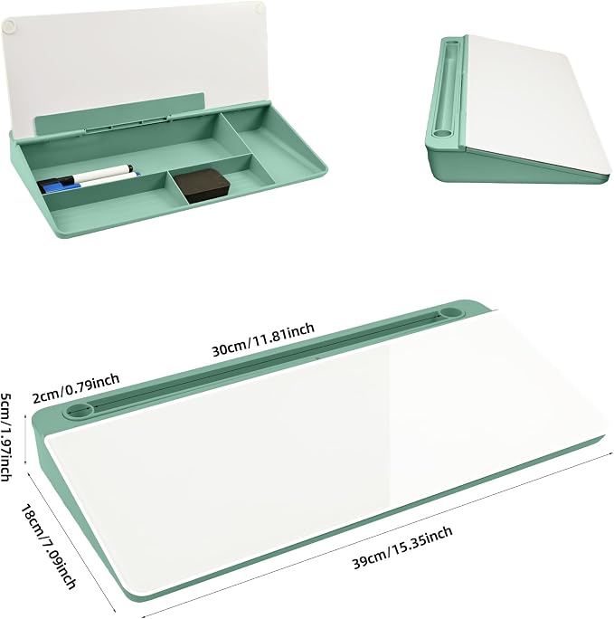 Desktop Whiteboard, Glass Dry Erase Board, Desk Board Buddy,Computer Keyboard Stand,Desk Whiteboard Organizer for Home,Office,School Supplies(Green)